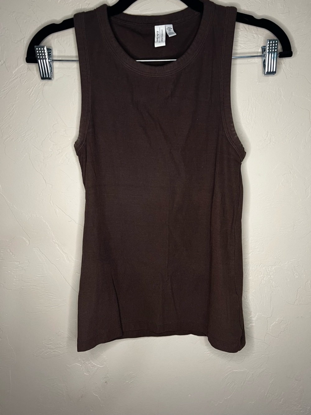 & Other Stories Chocolate Brown Ribbed Racerback Tank Top - Picture 2 of 7